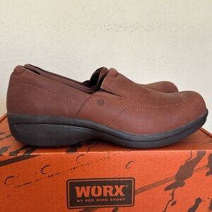 Red Wing Worx  6102 Brown Leather Occupational Loafers Slip On Comfort‎ size 9.5